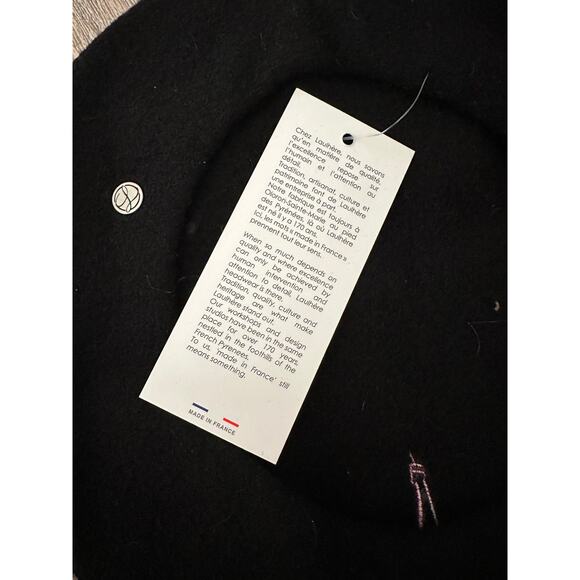 Laulhere France Crimson Black Wool Beret Eiffel Tower Tam Hat French wool NWT - Picture 5 of 10